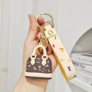 Source Unknown Mini Purse Keychain Set — Brown Bags with Multicolor Straps